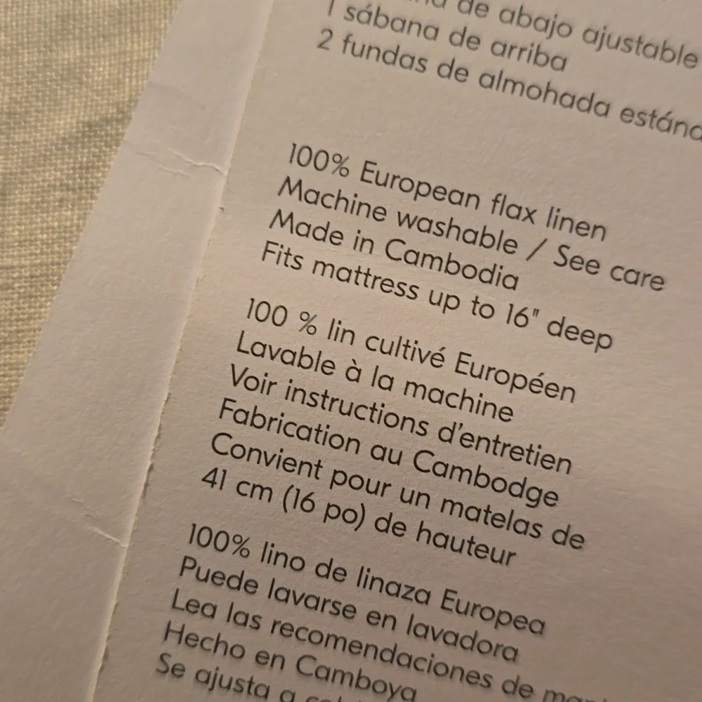 ❤️BUY 2 GET 1 FREE West Elm European Flax Linen Sheet Set,Full,Frost Gray,$269